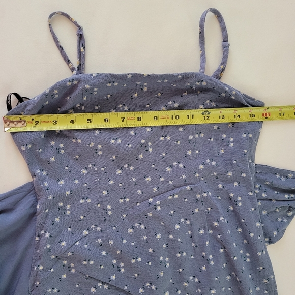 MAJORELLE Revolve Blue Floral Mini Faux Wrap Tie Small Dress - Picture 10 of 16